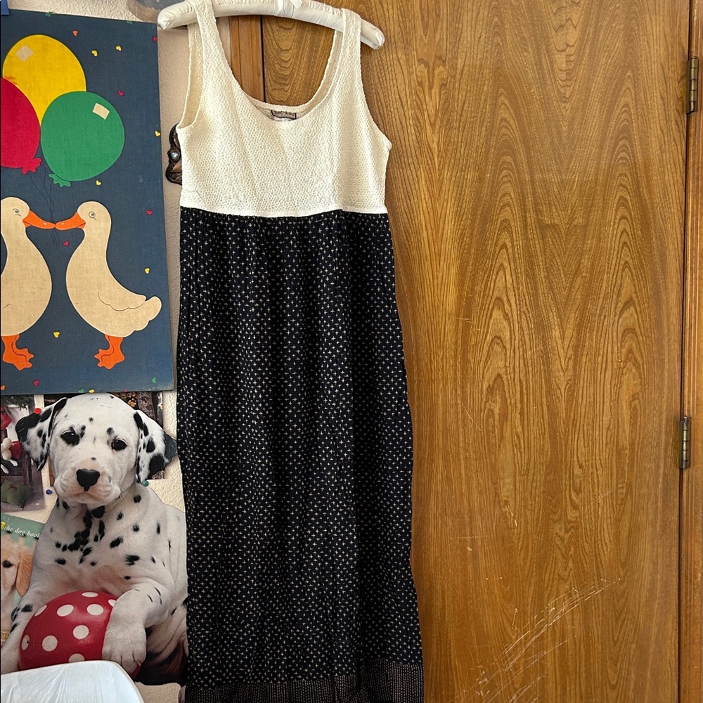 Elegant Black and Cream Maxi Dress